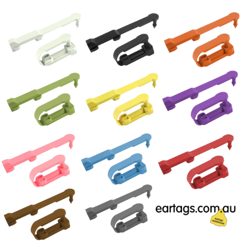 Shearwell SET Tags are for sheep and goats. A durable, lightweight, one-piece sheep tag for Visual and Visual NLIS tagging. They are available 11 colours and can be printed on both sides. Ear Tags are 40mm in length and 9mm wide. NOTE: Victorian producers are only able to order Pink, Grey and Brown NLIS visual tags as secondary tags. 1 or 2 Lines of Laser-etched printing is possible on each side – Male and Female end. The male side sits on top of the ear and gives you the most printing room. Subject to character limits and layouts available.